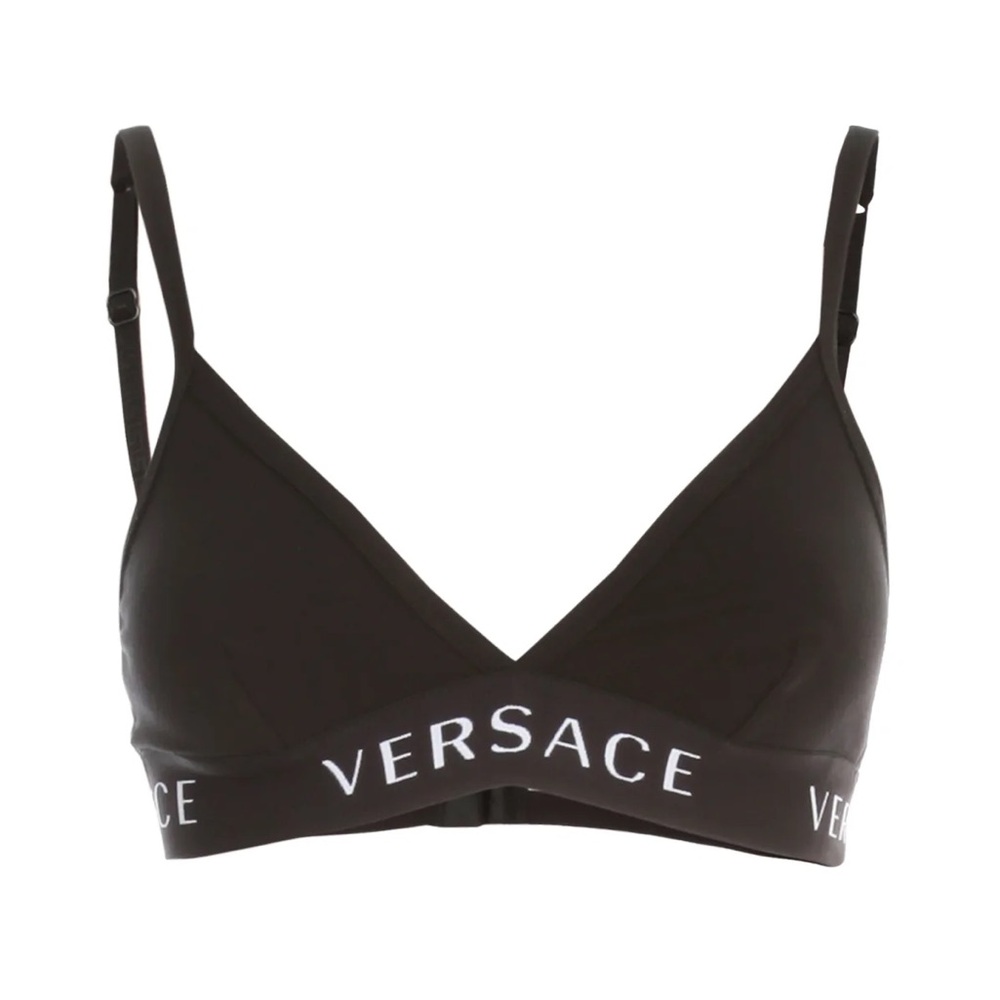 Versace Black Triangle Bra with Adjustable Straps